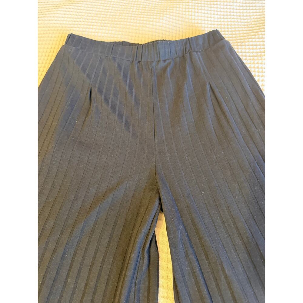 Callahan Knitwear Loungewear Athleisure Casual Black Ribbed Wide Legged Pants XL - Picture 8 of 15